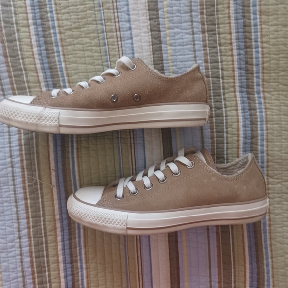 Converse Tan Suede Sneakers with Cream Accents - Picture 2 of 5